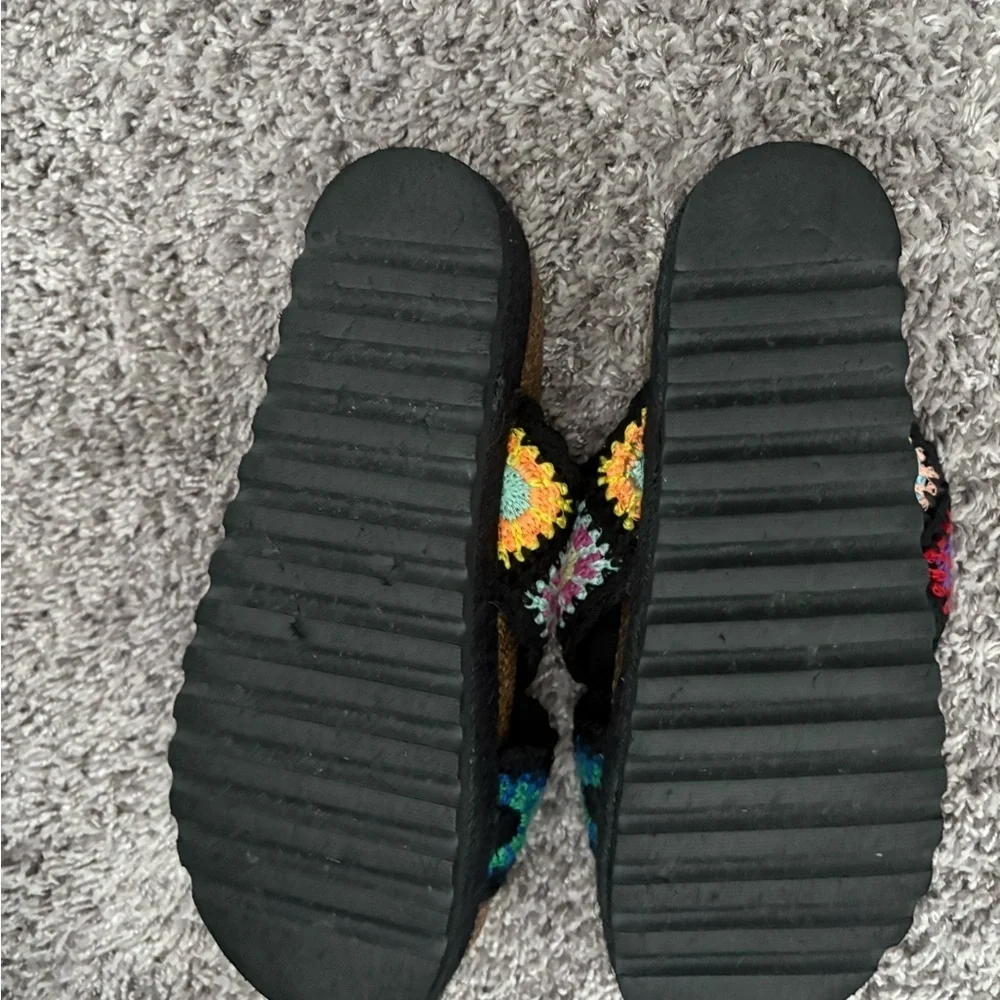 Nordstrom Black Crochet Platform Sandals